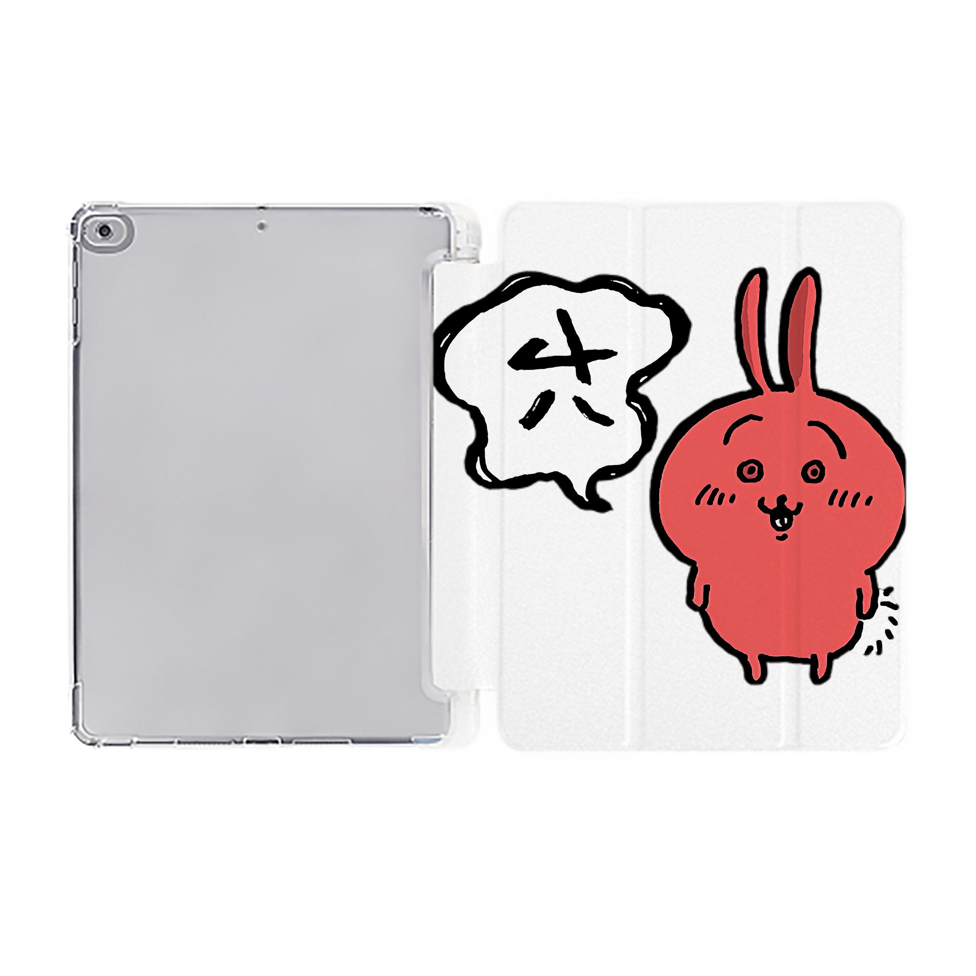（画像用） ちいかわ ハチワレ Chii-kawa hachiware IPad ケース ペン収納付き 三つ折りスタンド PUレザー×シリコン 対応機種9.5/10.5/10.9インチ